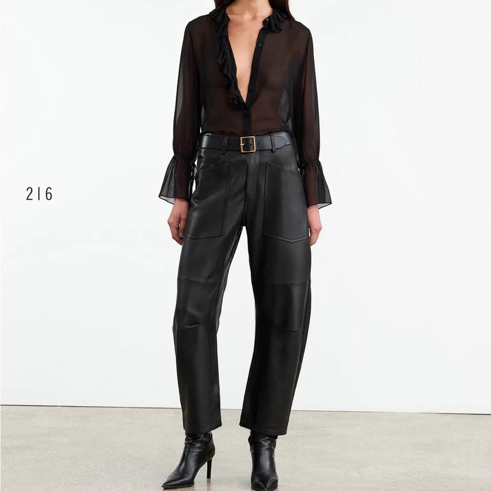 Nili Lotan Leather Shon Pants black sz 4